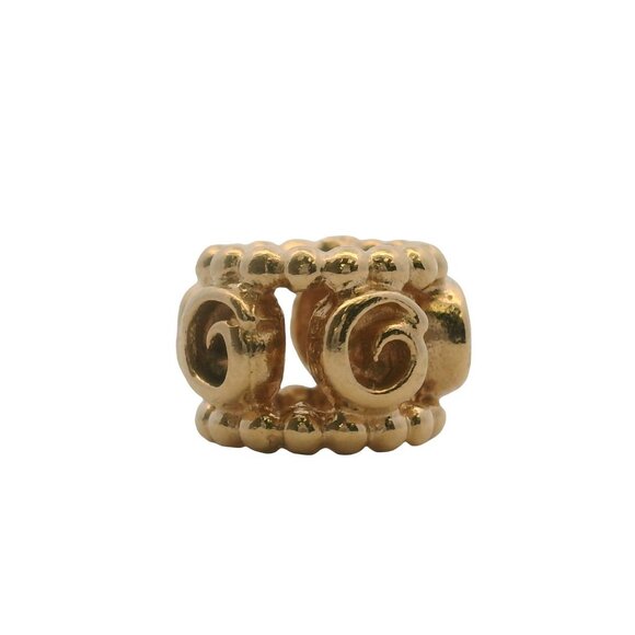 Retired Pandora Solid 14kt Yellow Gold Row of Roses Spacer Charm (2) - Picture 2 of 4